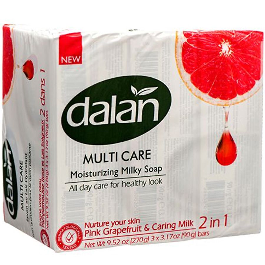 Dalan Pink Grapefruit Scented Cream Bar Soap 3.2 oz (90g) Bars, 3-Pack | TG Gourmet