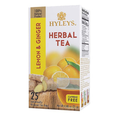 Hyleys Caffeine-Free Lemon & Ginger Herbal Tea, 25 Tea Bags 0.88 oz | TG Gourmet