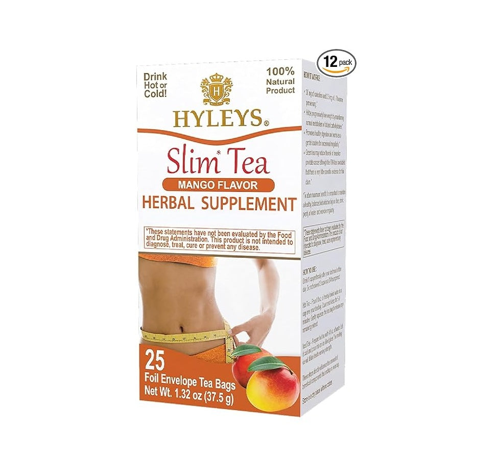 Hyleys Slim Tea Mango Herbal Blend, 25 Tea Bags 1.32 oz | TG Gourmet
