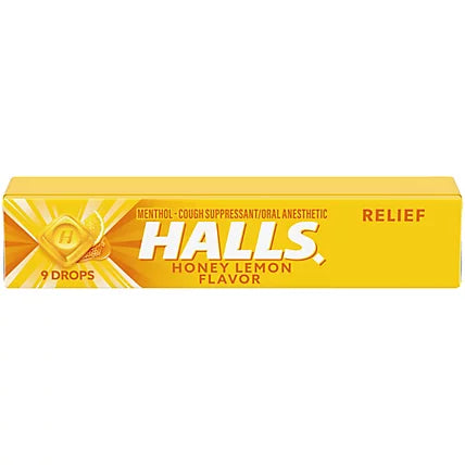 Halls Cough Drops – 9 pcs – Honey Lemon - Authentic Turkish & Mediterranean Food | TG Gourmet