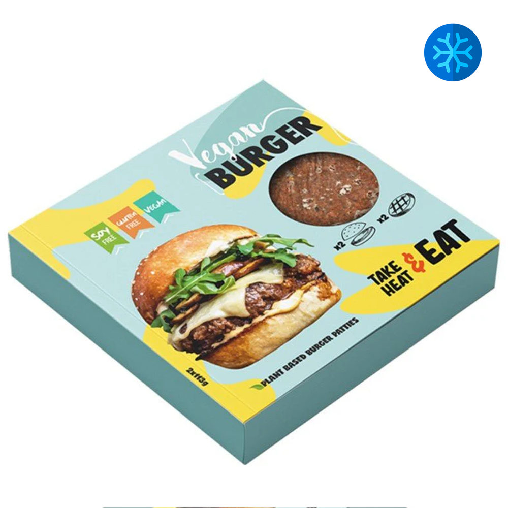 Take Heat & Eat IQF Vegan Burger Set - 2 Patties + 2 Buns Kit | TG Gourmet