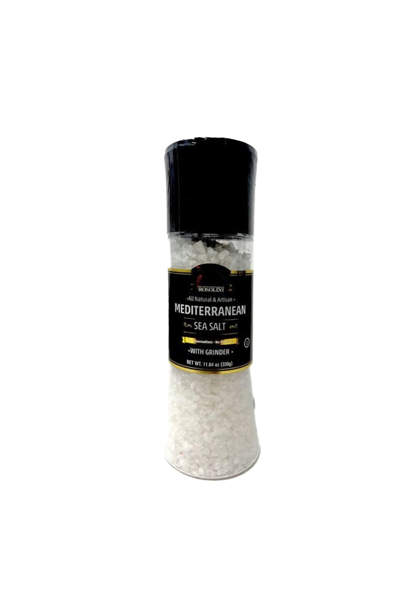 Rosolini Mediterranean Sea Salt Grinder 11.64 oz Refillable Table Mill | TG Gourmet