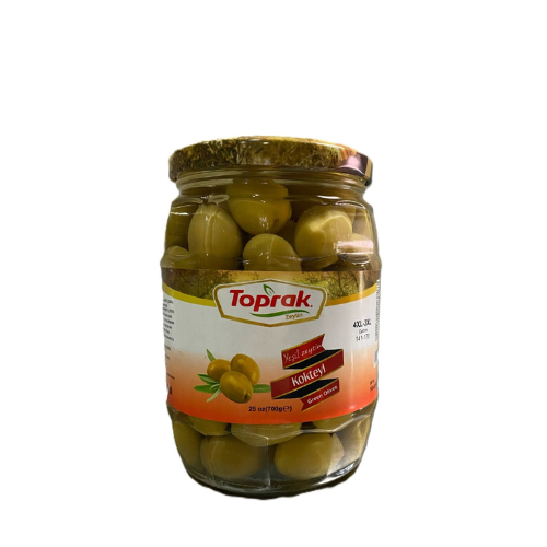 Toprak Cocktail Green Olives 141/170 14 oz (400 g) (Kokteyl Yesil Zetin) - Authentic Turkish & Mediterranean Food | TG Gourmet