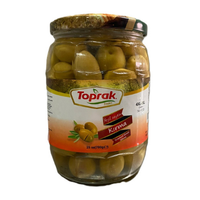 Toprak Cracked (Kirma) Green Olives 141/170, 14.11 oz (400g) Jar | TG Gourmet