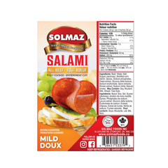 R - SOLMAZ SLICED BEEF SALAMI HOT (HALAL) 8 OZ (227GR) - Authentic Turkish & Mediterranean Food | TG Gourmet