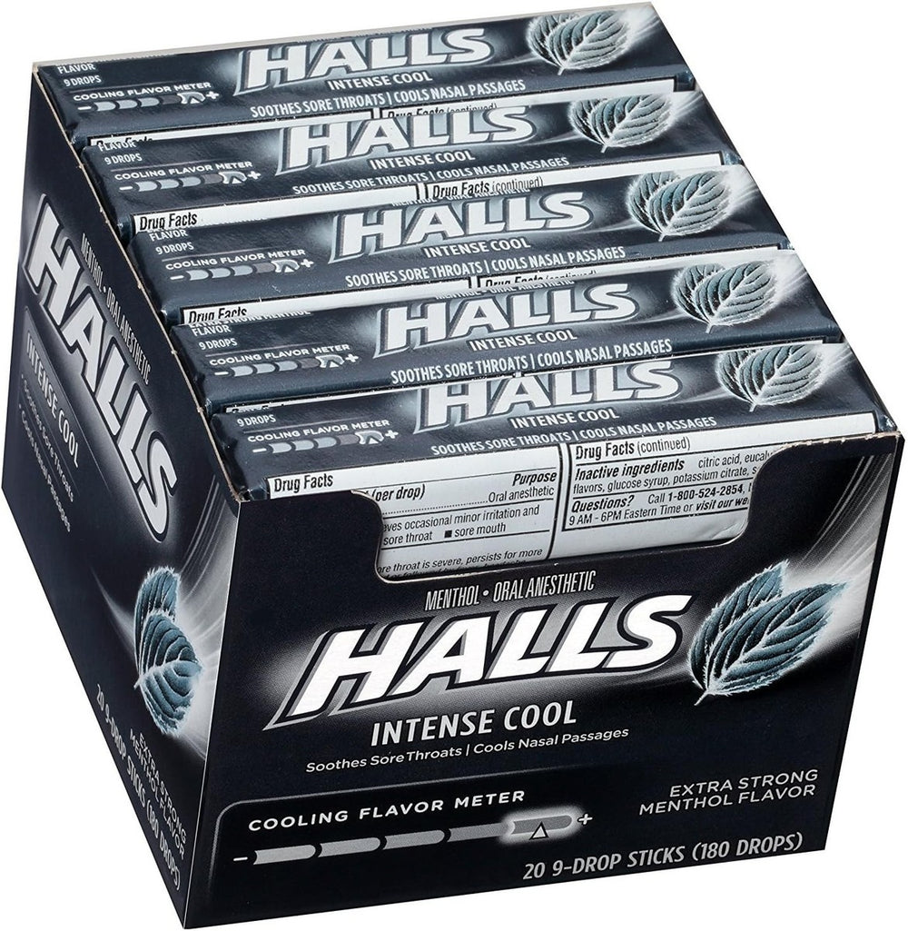 Halls Extra Strong Menthol Cough Drops 9-Drop Sticks, 20-Pack | TG Gourmet