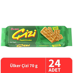 Ulker Cizi Plain Crackers 2.47 oz (70 g) x 24 pcs - Authentic Turkish & Mediterranean Food | TG Gourmet