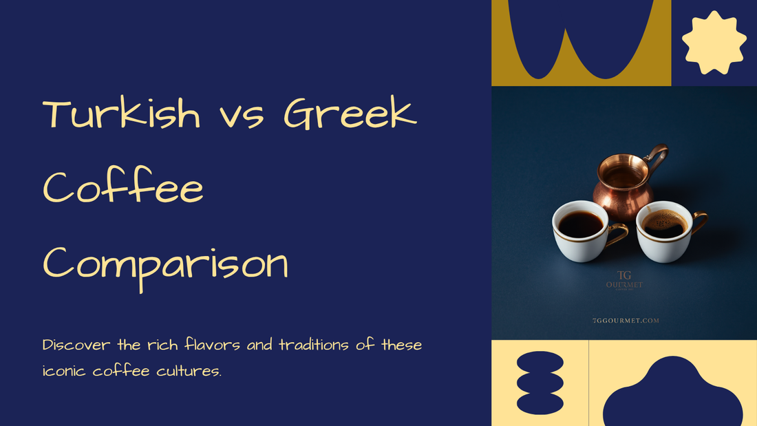Turkish vs Greek coffee comparison with copper cezve and small coffee cups - TG Gourmet