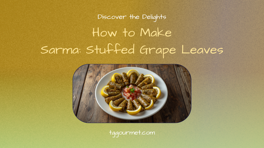 Turkish sarma (stuffed grape leaves) on a plate with lemon — TG Gourmet