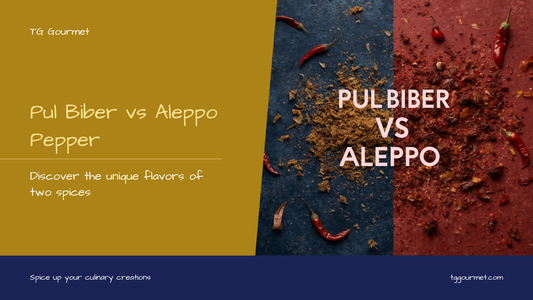 Pul biber and Aleppo pepper red flakes side by side comparison