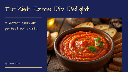 Turkish ezme spicy tomato and pepper dip in a bowl with bread — TG Gourmet