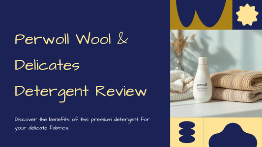 Perwoll wool and delicates detergent with folded woolen garments
