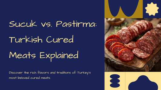 Sliced Turkish sucuk and pastirma cured meats on a wooden board