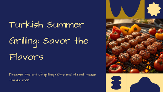 Grilled Turkish köfte skewers with mezze and vegetables, summer BBQ — TG Gourmet