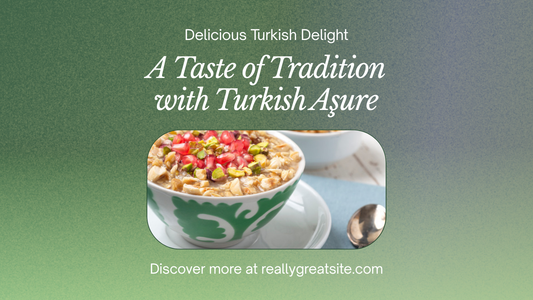 A bowl of Turkish aşure (Noah's Pudding) topped with pomegranate seeds, walnuts, cinnamon, and dried fruit