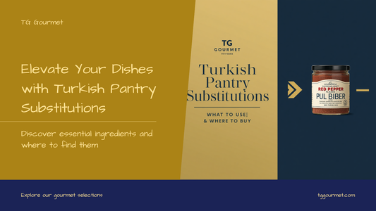 Turkish pantry substitutions guide — chart of 15 Turkish ingredients like pul biber, pepper paste, and pekmez with their best substitutes