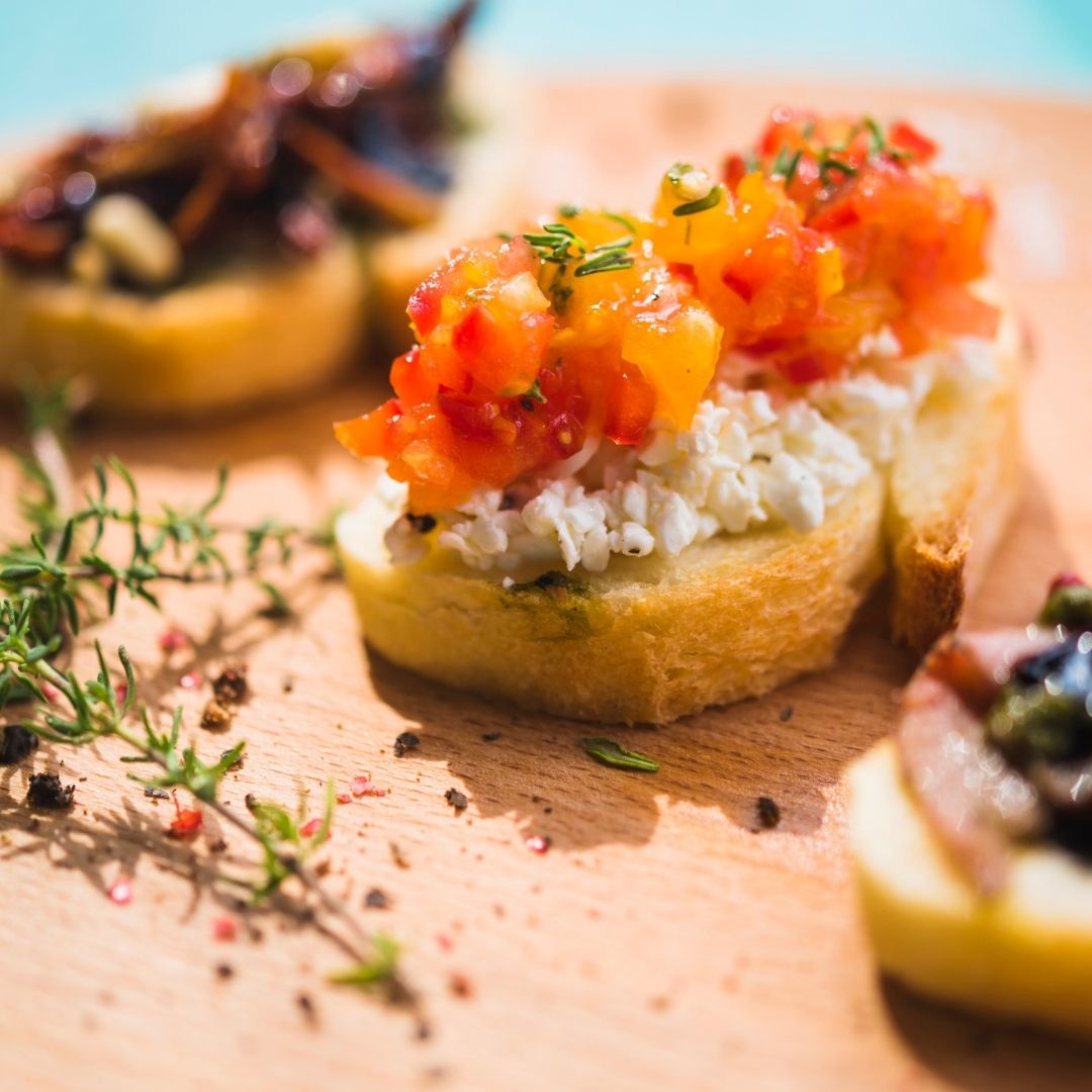 Assorted best appetizers and easy party finger foods served on a table