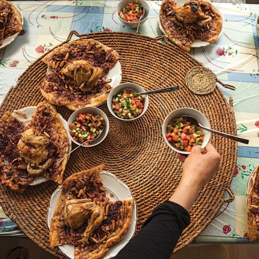Assorted Turkish and Middle Eastern meze dishes served on a sharing table