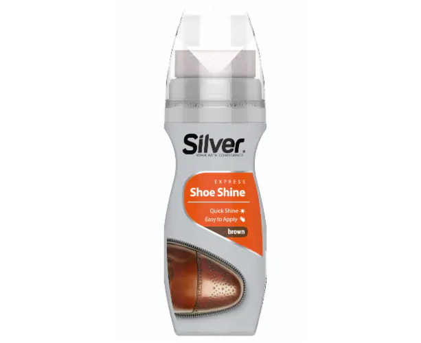 Silver Liquid Shoe Polish Brown 2.53 oz (75 ml) Sponge Top Shine | TG Gourmet