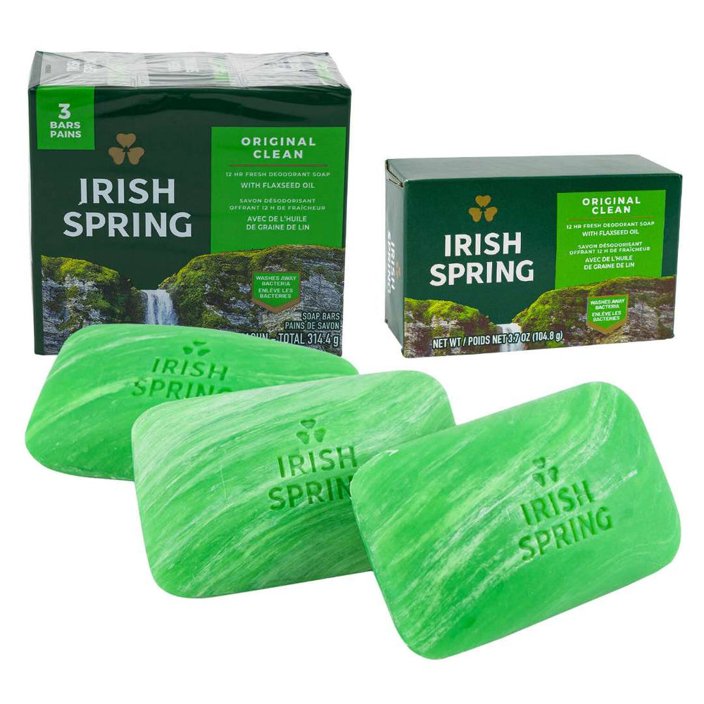 Irish Spring Bar Soap Original 3.75 oz Bars, 3-Pack Green Classic | TG Gourmet