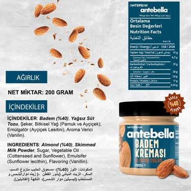 ANTEBELLA SPREADABLE ALMOND SPREAD 40% 200gr - Authentic Turkish & Mediterranean Food | TG Gourmet