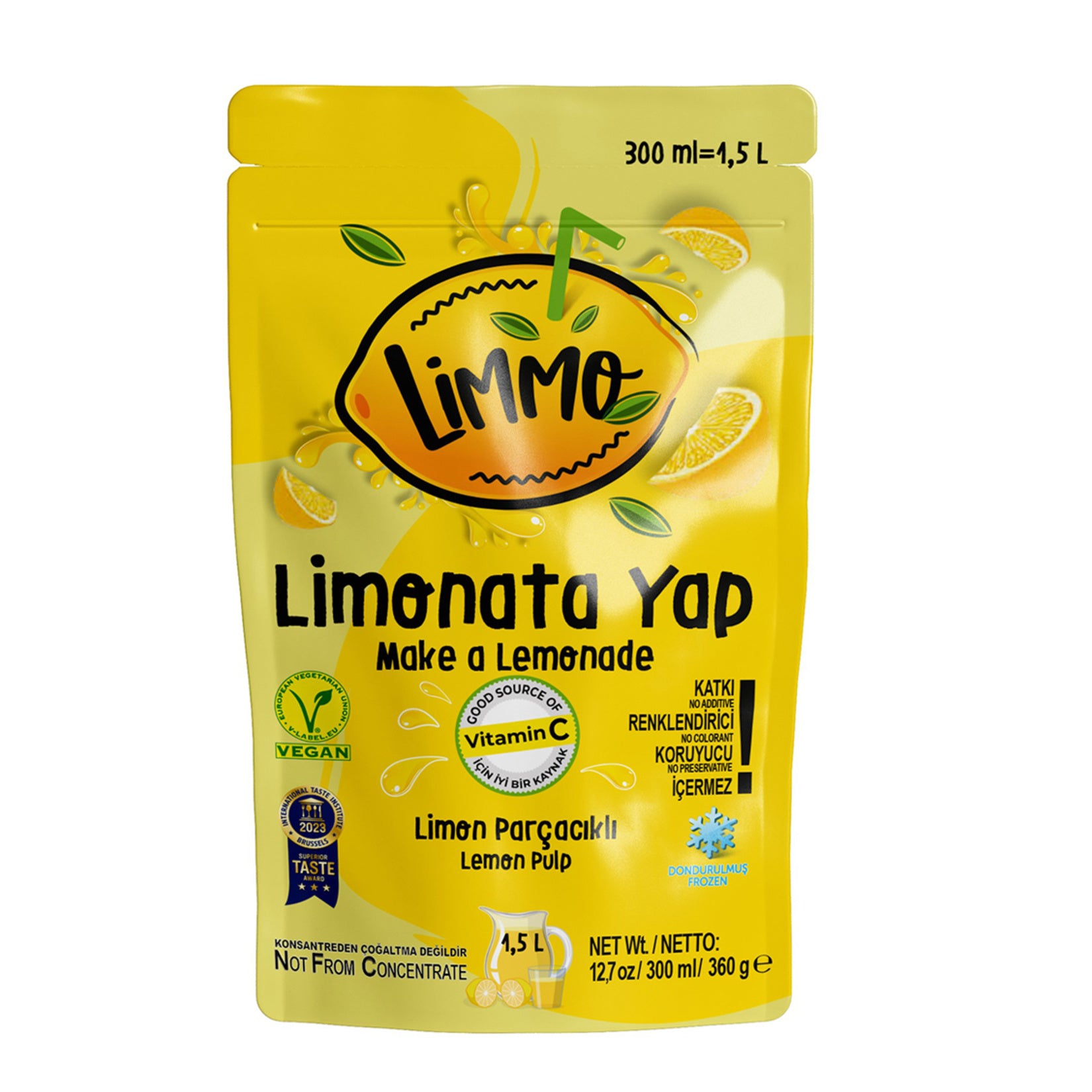Limmo Frozen Lemon Fruit Puree 10 oz Doypack - Real Limonata Base | TG Gourmet