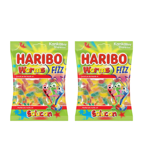 Haribo Fizz Worms 2.47 oz (70 g) x 2 pcs - Big Size - Authentic Turkish & Mediterranean Food | TG Gourmet