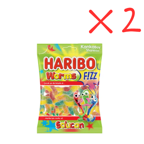 Haribo Fizz Worms 2.47 oz (70 g) x 2 pcs - Big Size - Authentic Turkish & Mediterranean Food | TG Gourmet