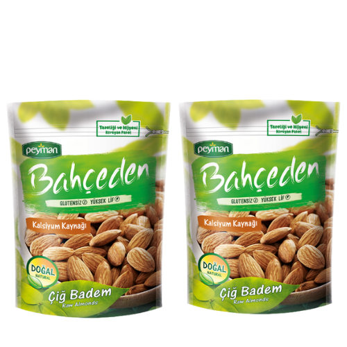 Peyman Bahceden Raw Almonds 5.29 oz (150g) x 2 pcs - Gluten Free - High Fiber - Authentic Turkish & Mediterranean Food | TG Gourmet