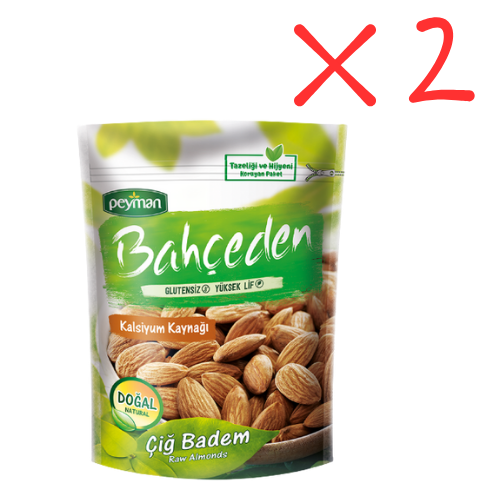 Peyman Bahceden Raw Almonds 5.29 oz (150g) x 2 pcs - Gluten Free - High Fiber - Authentic Turkish & Mediterranean Food | TG Gourmet