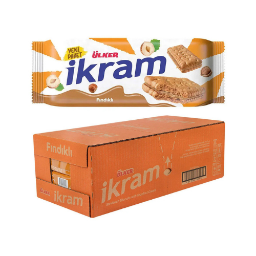 Ulker Ikram Hazelnut Cream Sandwich Biscuits 2.96 oz (84g), Case of 24 | TG Gourmet