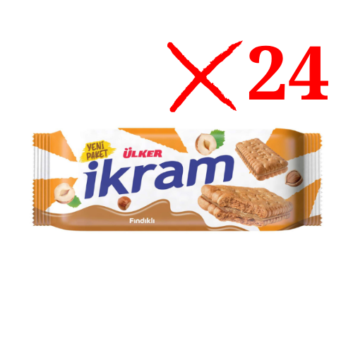 Ulker Ikram Hazelnut Cream Biscuits 2.96 oz (84 g) X 24 pcs - Authentic Turkish & Mediterranean Food | TG Gourmet