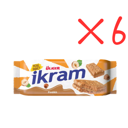 Ulker Ikram Hazelnut Cream Biscuits 2.96 oz (84 g) X 6 pcs - Authentic Turkish & Mediterranean Food | TG Gourmet