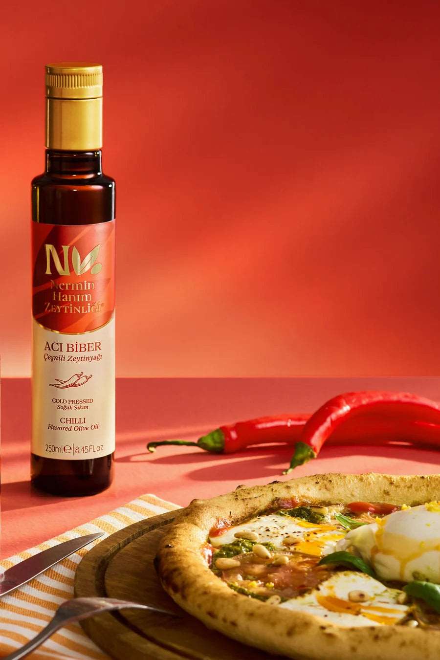 Spicy Chili Infused Extra Virgin Olive Oil - Nermin Hanim 8.45 Fl Oz (250ml) - TGGOURMET