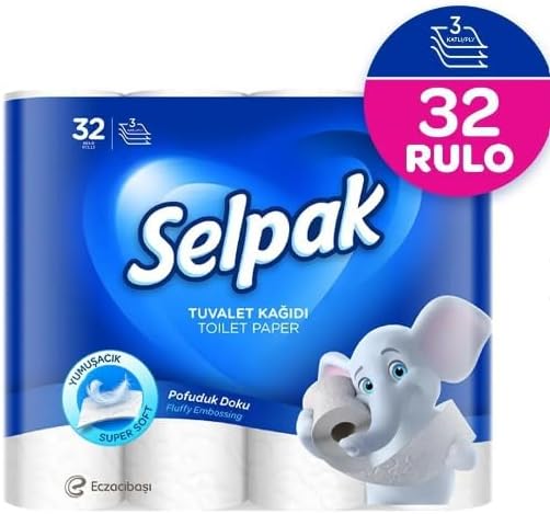 SELPAK TOILET PAPER 3-PLY | 32 ROLLS - Authentic Turkish & Mediterranean Food | TG Gourmet