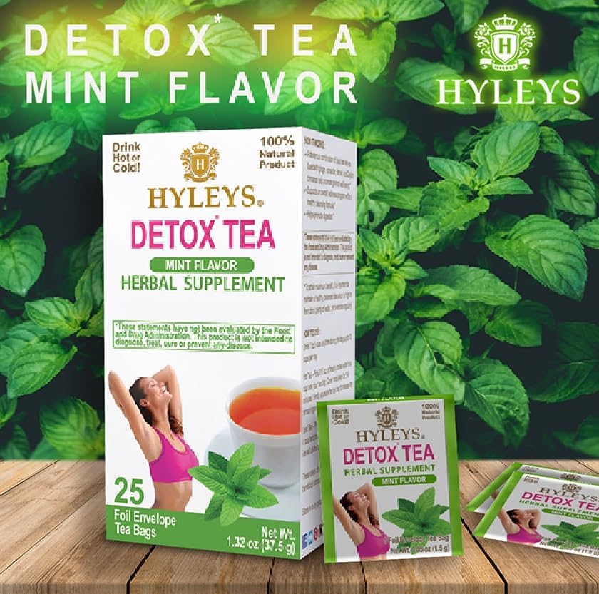 HYLEYS WELLNESS TEA DETOX & MINT 1.32oz X 25pc - Authentic Turkish & Mediterranean Food | TG Gourmet