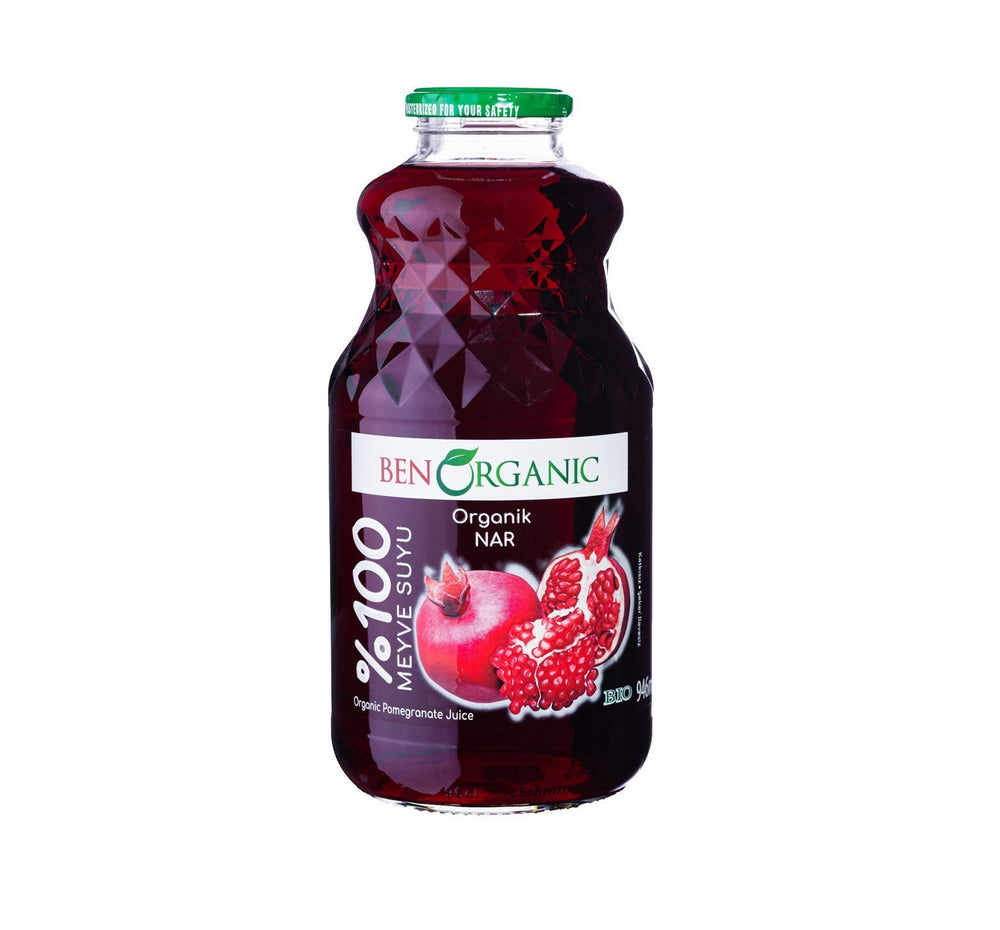 Ben Organic Pomegranate Juice 32 fl oz Bottle - The Ruby Pour | TG Gourmet