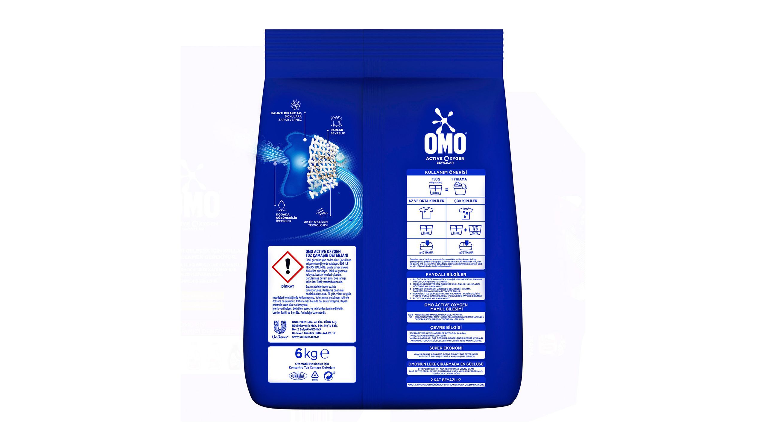 Omo Active Oxygen Laundry Detergent Powder for Whites, 13.2 lbs (6kg)