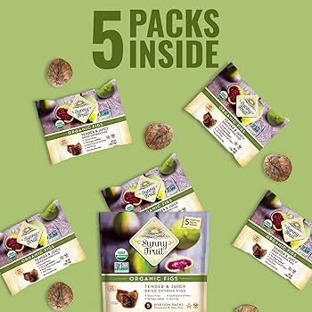 Sunny Fruit Organic Figs Kosher 1.06 oz Snack Packs, 5-Pack | TG Gourmet