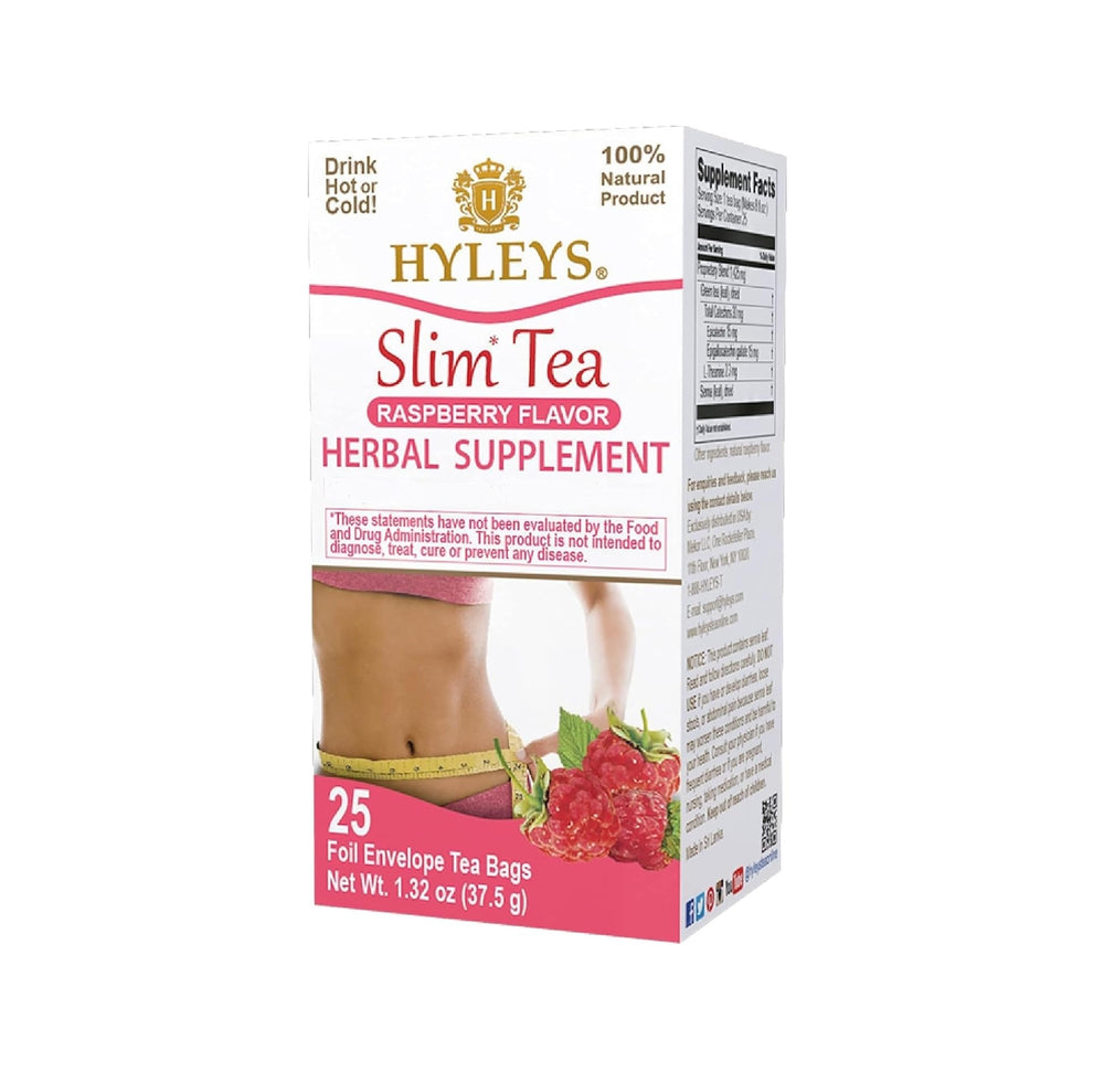Hyleys Slim Tea Raspberry Herbal Blend, 25 Tea Bags 1.32 oz | TG Gourmet