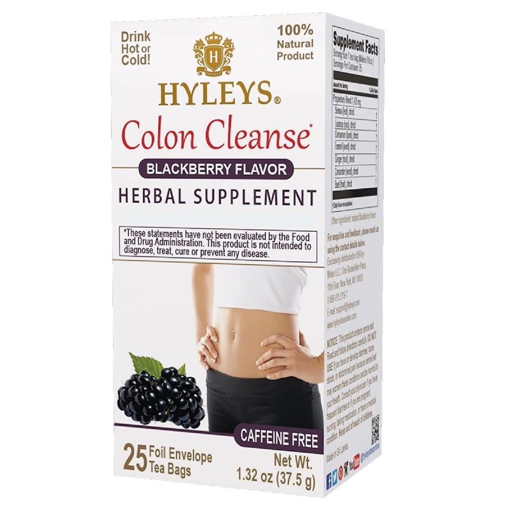 Hyleys Colon Cleanse Herbal Tea Blackberry, 25 Tea Bags 1.32 oz (Kosher) | TG Gourmet