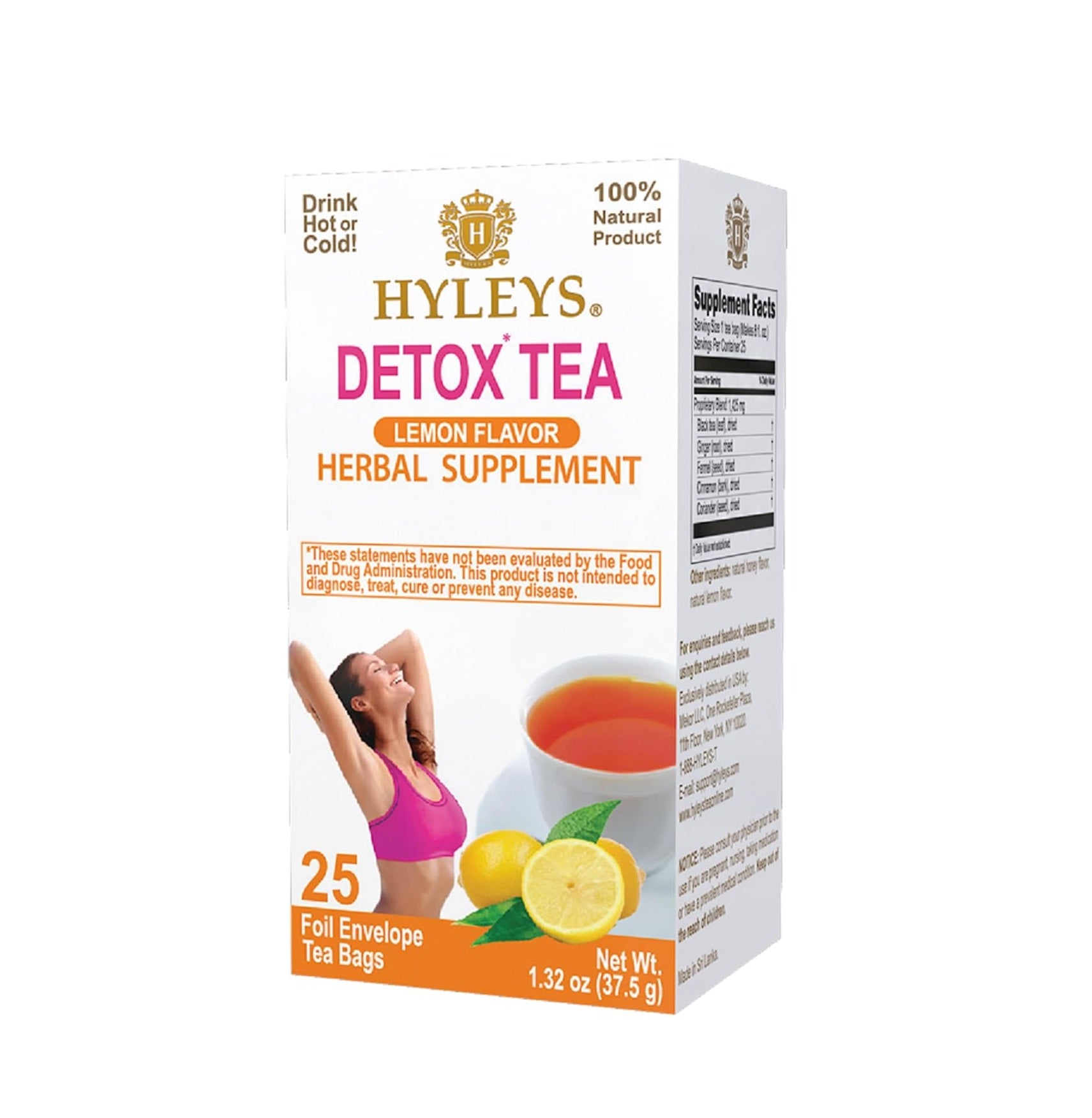 HYLEYS WELLNESS TEA DETOX & LEMON 1.32oz x25 - Authentic Turkish & Mediterranean Food | TG Gourmet