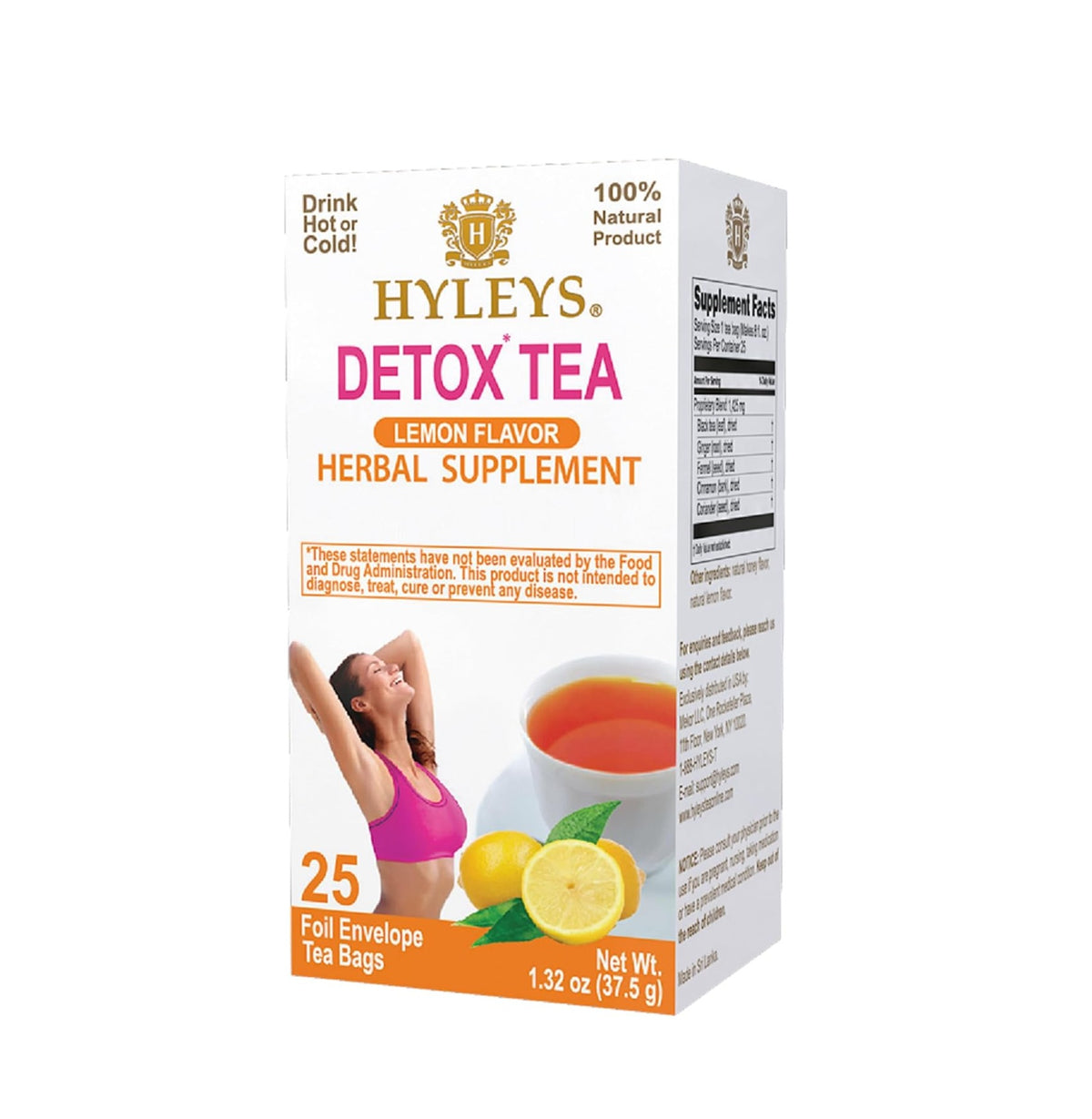 HYLEYS WELLNESS TEA DETOX & LEMON 1.32oz x25 - Authentic Turkish & Mediterranean Food | TG Gourmet