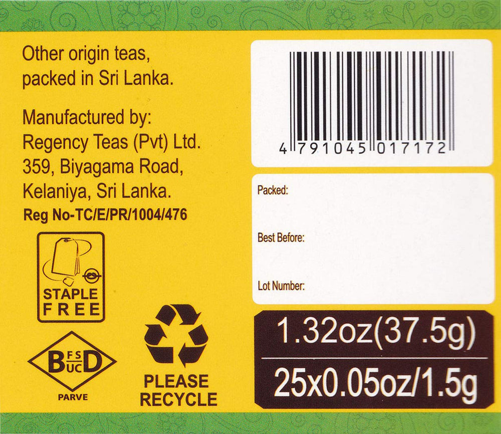 HYLEYS TURMERIC WITH GREEN TEA 1.32oz 25 Tea Bags - Authentic Turkish & Mediterranean Food | TG Gourmet
