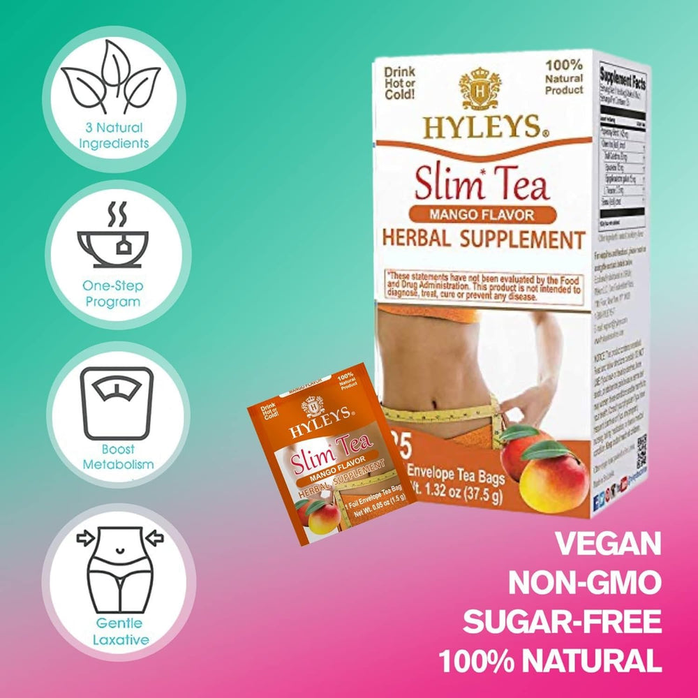 HYLEYS Slim Tea HERBAL SUPPLEMENT MANGO 1.32oz X 25pc - Authentic Turkish & Mediterranean Food | TG Gourmet