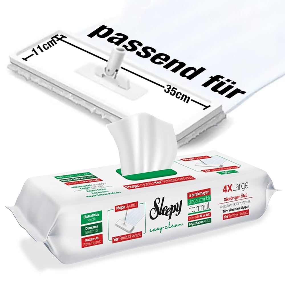 Sleepy Mop Adaptable White Soap Wet Wipes 50 Count - Floor Fresh | TG Gourmet