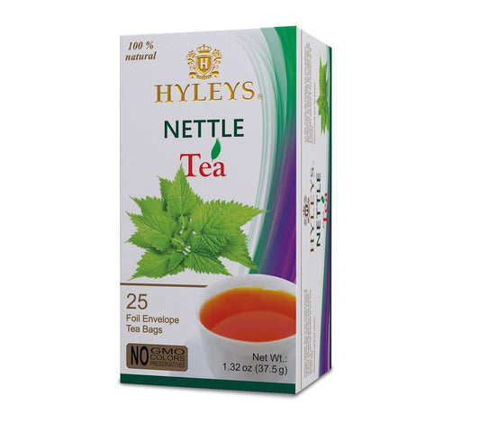 Hyleys Nettle Herbal Tea, 25 Foil-Wrapped Tea Bags 1.32 oz Box | TG Gourmet