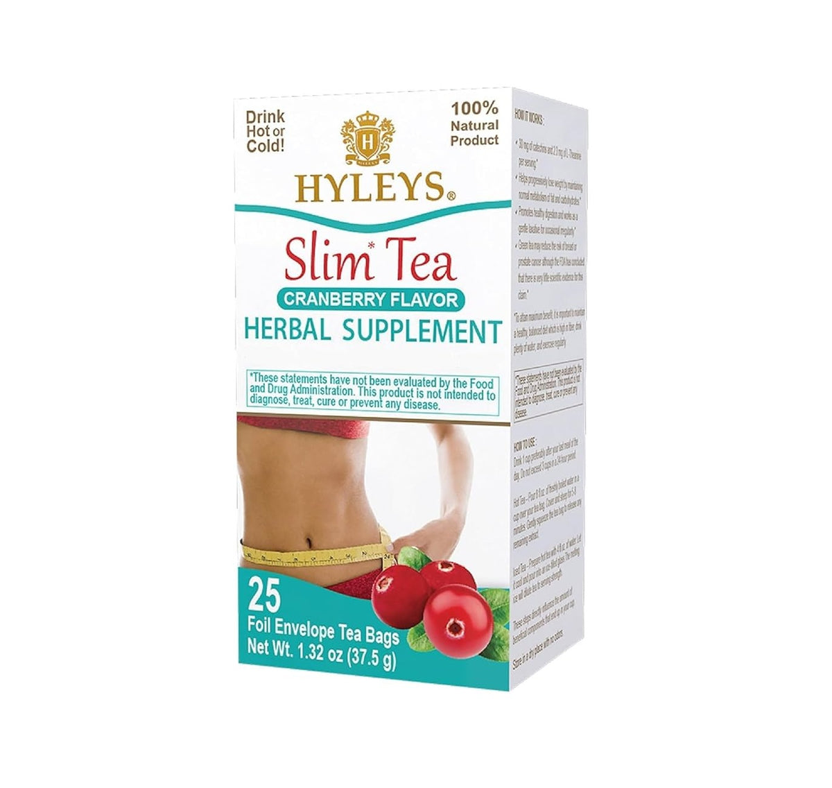 Hyleys Slim Tea Cranberry Herbal Blend, 25 Tea Bags 1.32 oz | TG Gourmet