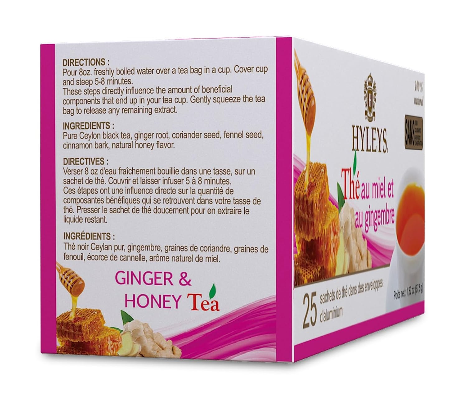 HYLEYS GINGER & HONEY TEA 1.32oz X 25pcs - Authentic Turkish & Mediterranean Food | TG Gourmet