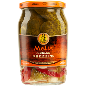 Melis Pickled Gherkins 24.3 fl oz (720 ml) Jar (Kosher) Crunchy Classic | TG Gourmet